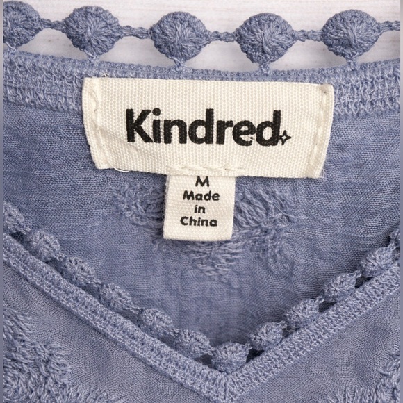 Kindred Anthropologie Slate Blue-Grey Lace Kimono-Style Blouse~ Size Medium. - Picture 11 of 12